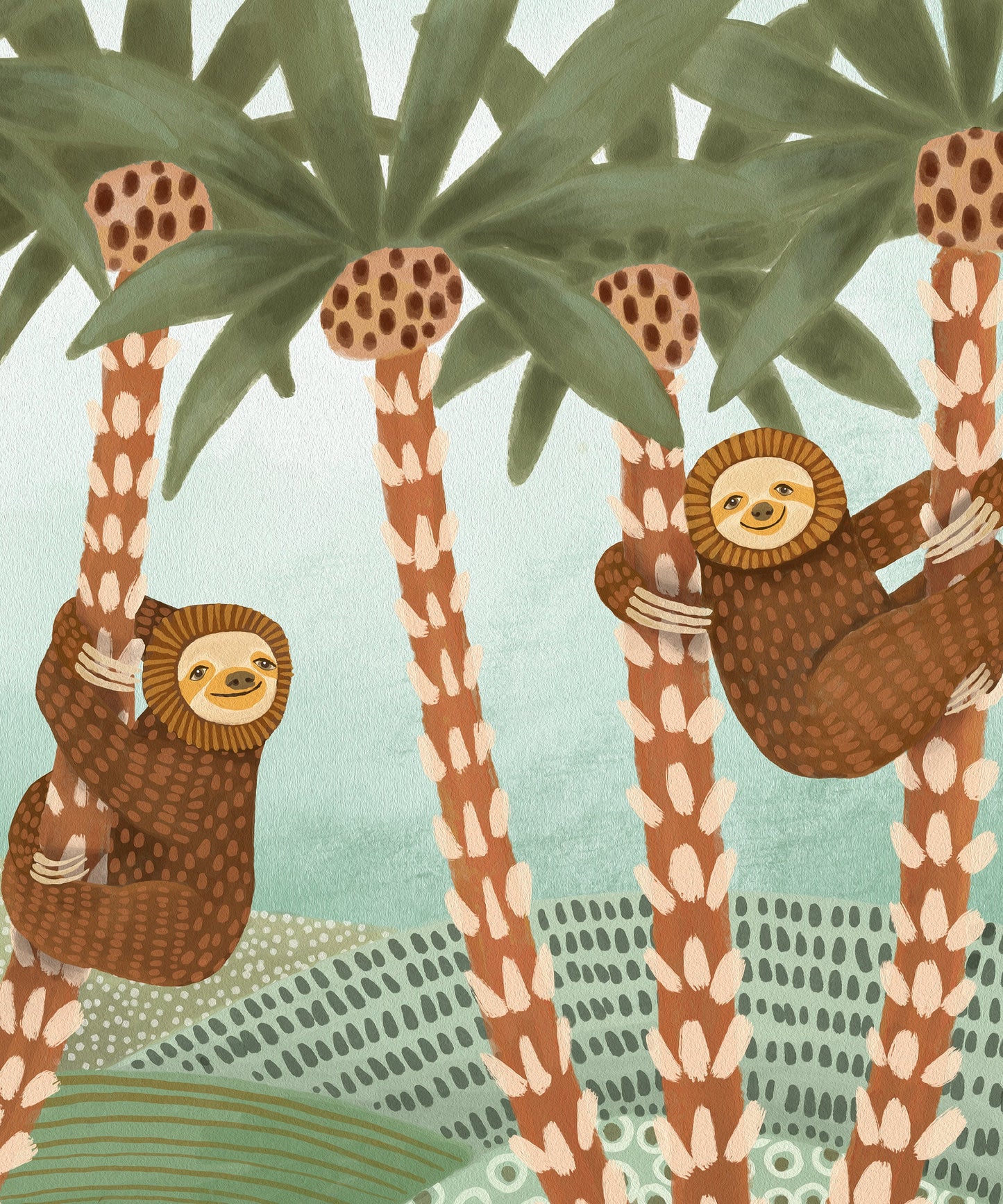 Sloths In Palms by Karina Jambrak